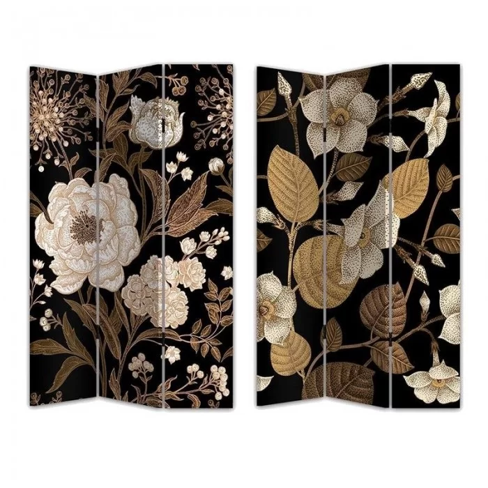 Paravan dublu fatetat Canvas Golden Flowers 120 cm x 3 cm x 180 cm Paravan dublu fatetat Canvas Golden Flowers 120 cm x 3 cm x 180 cm