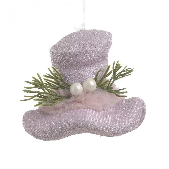 Set 4 ornamente pentru brad Hat Pink 9 x 8 cm