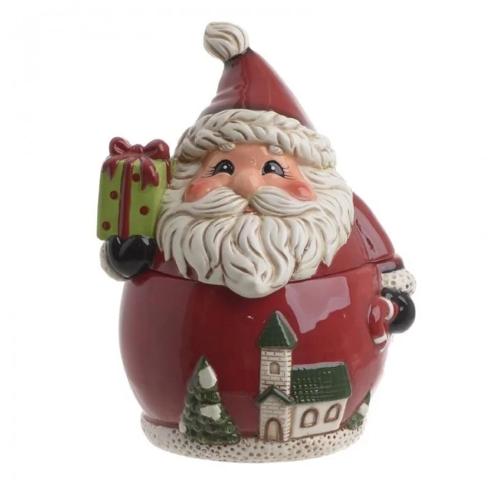 Recipient ceramica cu capac Santa Gift 22 cm Recipient ceramica cu capac Santa Gift 22 cm