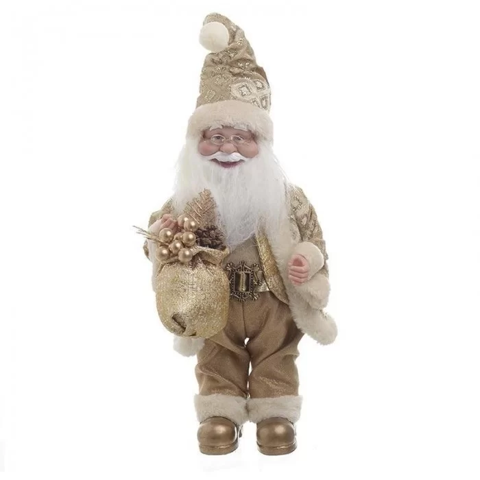 Mos Craciun cu muzica si miscare auriu H 40 cm Mos Craciun cu muzica si miscare auriu H 40 cm