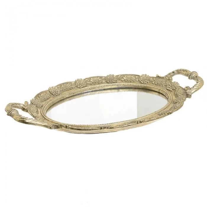 Tava din rasina cu oglinda Luxury Gold 40 x 26 x 5 cm Tava din rasina cu oglinda Luxury Gold 40 x 26 x 5 cm