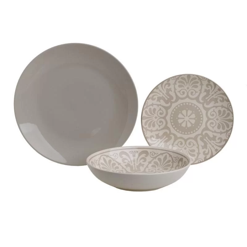 Set servire 18 piese din ceramica Stoneware Crem Set servire 18 piese din ceramica Stoneware Crem