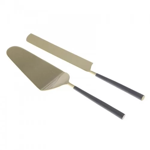 Set servire tort Black Gold 2 piese din otel inoxidabil