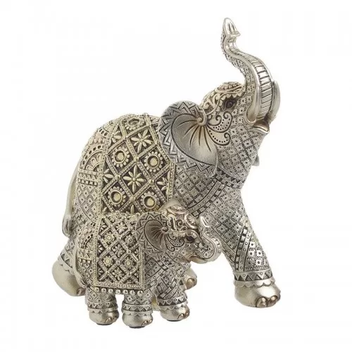 Elefanti decor din rasina Silver Golden 16cm x 11cm x 19cm