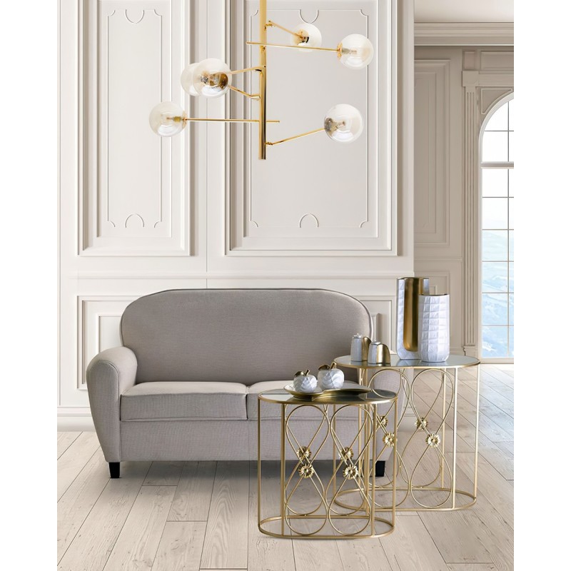 Set 2 console Golden Flowers din fier cu oglinda - Romantic Home Set 2 console Golden Flowers din fier cu oglinda - Romantic Home